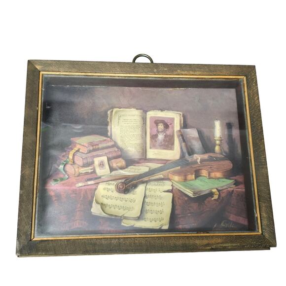 Vintage Vue d'Optique 3D Treasured Memories 8" x 10" Art Print in Wooden Frame - Picture 1 of 8